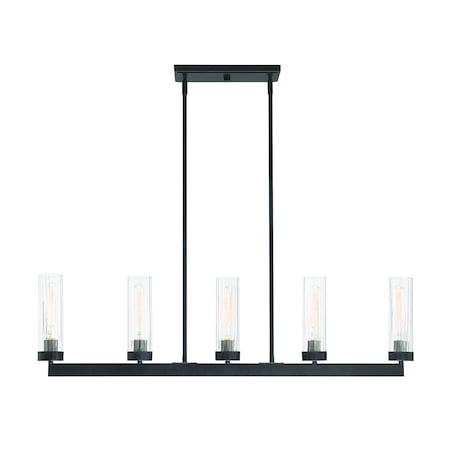 Designers Fountain Braden 60 Watt 5 Light Iron Graphite Pendant with Striated Blown Glass Shade 95038-IG